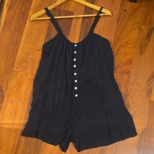 Ava Sky Black Button-Front Romper